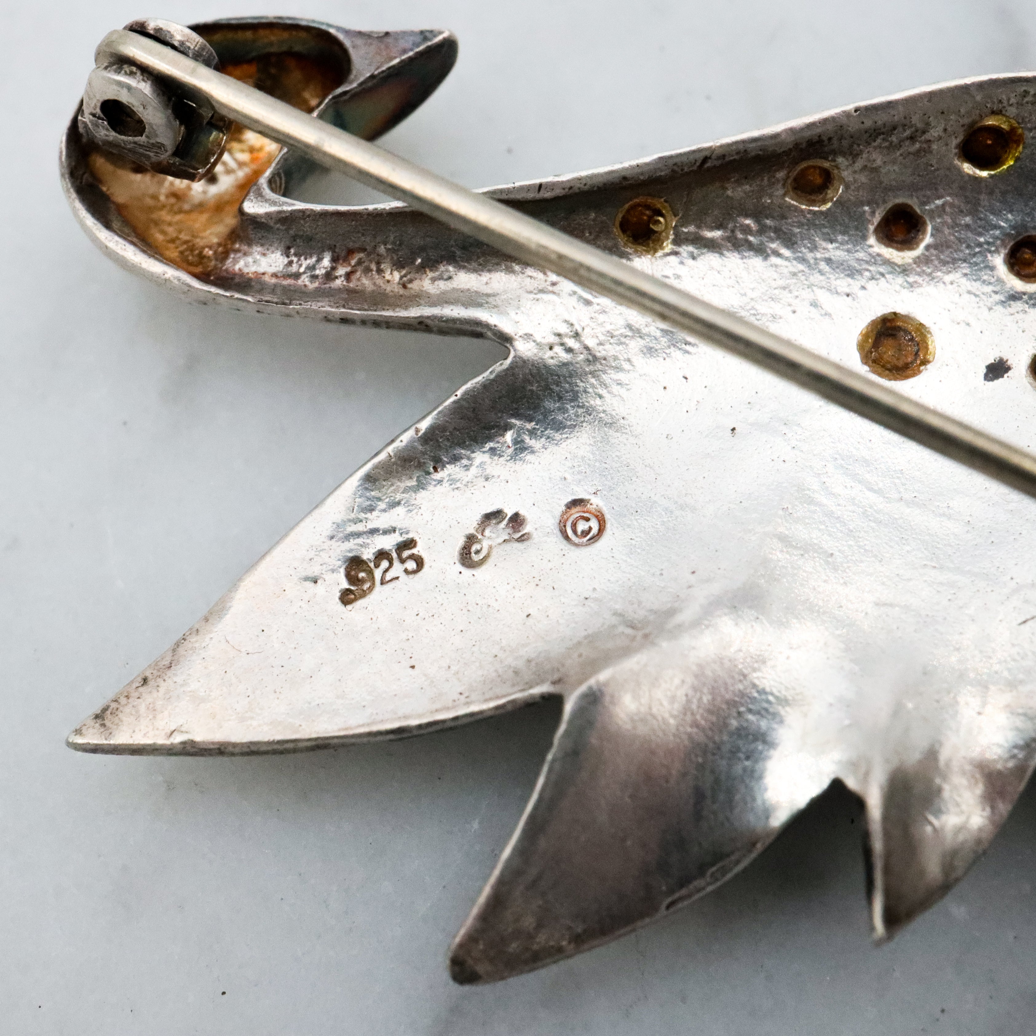 Vintage sterling Jezlaine rhinestone swan brooch